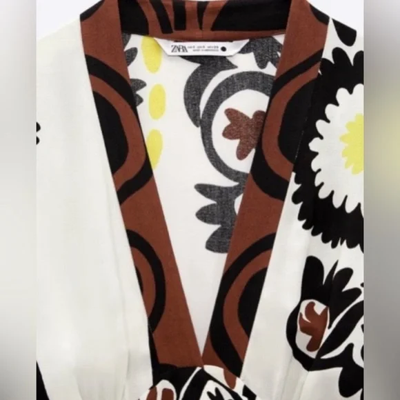 NWT ZARA BLOGGER FAVORITE PRINT WRAP DRESS - Picture 7 of 11